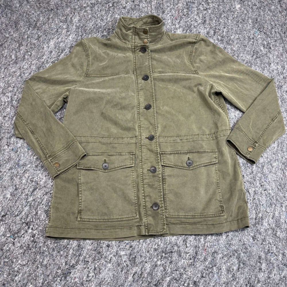 Lucky Brand Olive Green Utility Field Jacket XL Lyocell Cotton Blend Zip Front